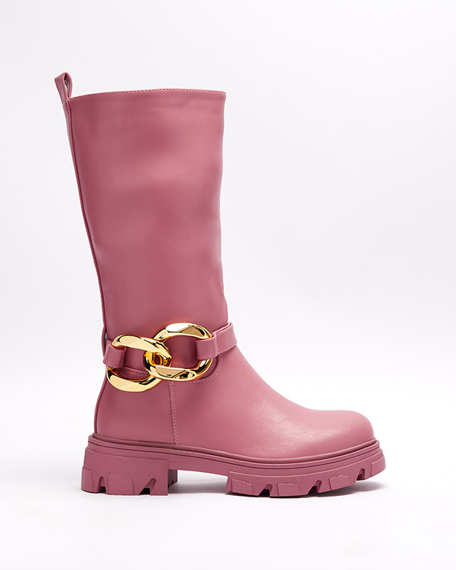 Rosa Damenstiefel mit Kette Sudfa - Schuhe