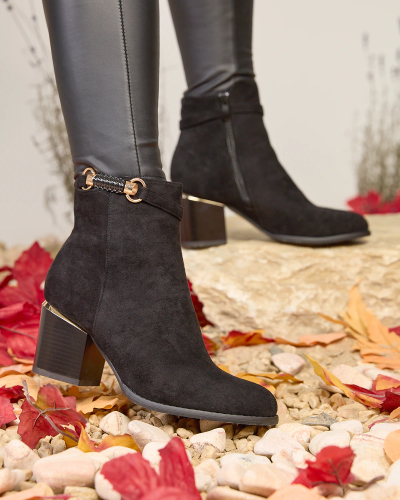 Royalfashion Black women's eco-suede insulated post Ankle Boots