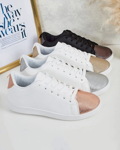 Damen-Sneakers Calista Nero – schwarze flache Lederschuhe für den Frühling