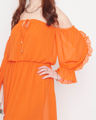 Orangefarbenes spanisches Maxikleid für Damen - Kleidung