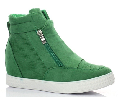 Zielone sneakersy na koturnie - Obuwie
