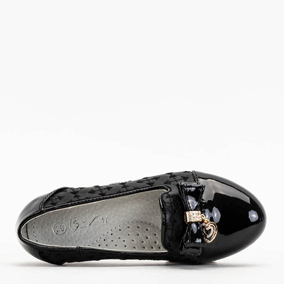 Schwarze Ballerinas für Mädchen mit Stickerei und Schleife Olije - Schuhe