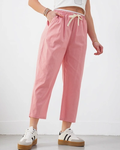 Royalfashion Damen Baumwollweite Hose mit Bindebändchen