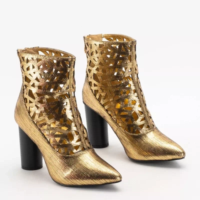 OUTLET Gold Damenstiefel mit Ausschnitten am höheren Pfosten Olik - Schuhe