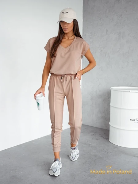 Beiges Livia-Set mit V-Ausschnitt