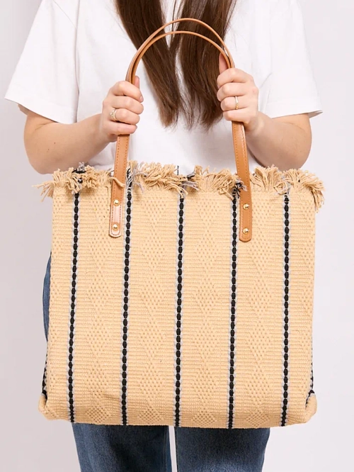 Royalfashion Woven shopper bag with stripes