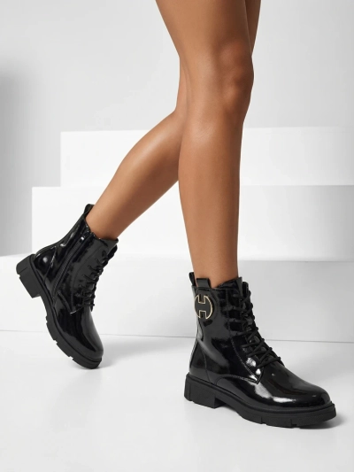 Lackierte Damen Schnürstiefeletten Kalen