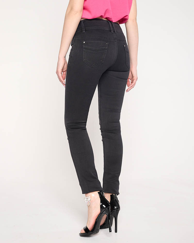 Klassische schwarze Damenjeans mit niedriger Taille - Kleidung