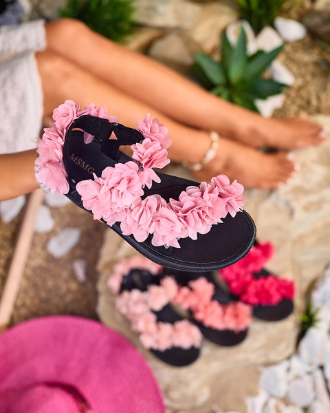 Royalfashion Rosa Damensandalen mit Blumen Alferroy