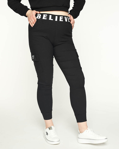 Schwarze Cargohose a'la Damen mit Taschen PLUS SIZE - Bekleidung