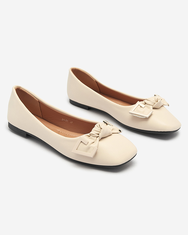 Beige Damen-Ballerinas mit Verzierung auf der Nase Caxien- Footwear