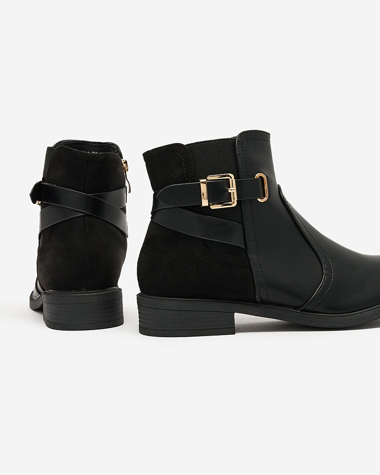 Royalfashion Schwarzer Damenstiefel a'la sztyblety mit Schnalle Ifeloper