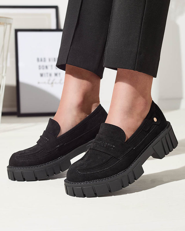 Schwarze Öko-Wildleder-Mokassins für Damen Siherta- Footwear