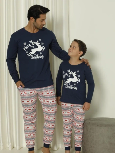 Royalfashion Weihnachts-Herrenbaumwollpyjama 2-teilig Frohe Weihnachten