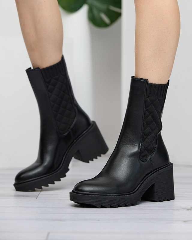 Recheo schwarze Damen-Stiefeletten mit hohem Absatz - Schuhe