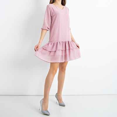 Rosa Kleid der Frauen mit Rüschen - Kleidung