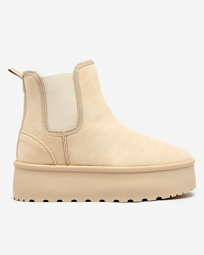Royalfashion Beige Damen Plateau Schneestiefel Stiellsia