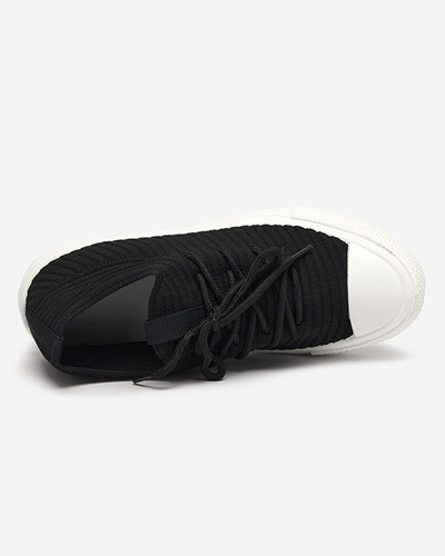 Royalfashion Schwarz Damen Manfer gerippte Sneaker