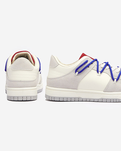 Weiß-graue Damen-Sport-Sneakers mit marineblauen Schnürsenkeln Olierinc - Schuhe
