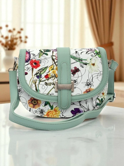 Royalfashion Kleine Damenhandtasche aus Öko-Leder mit Blumenmuster Ori Elle