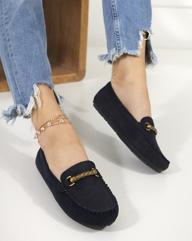 Marineblauer Damenmokassin mit Seriti-Ornament - Schuhe