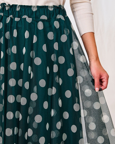 Royalfashion Dunkelgrüner doppellagiger Erbsen-Midirock für Damen