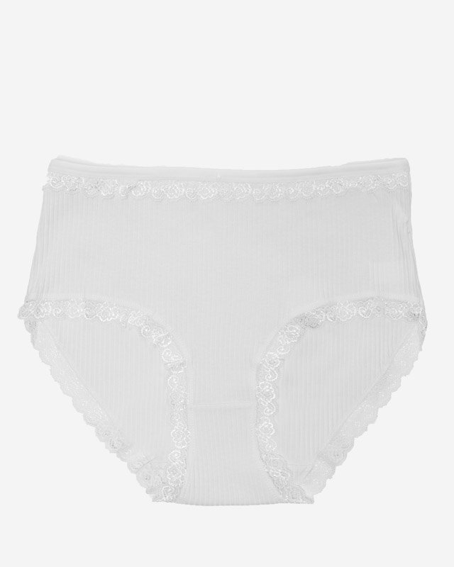 Weißer Damen-Slip aus Baumwolle mit Spitze PLUS SIZE - Unterwäsche