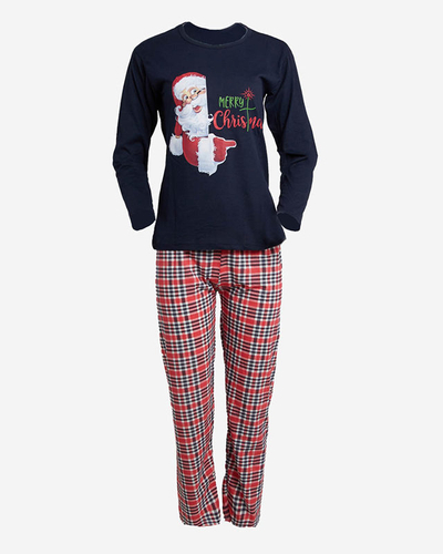 Marineblauer Schlafanzug für Damen mit Weihnachtsaufdruck- Kleidung