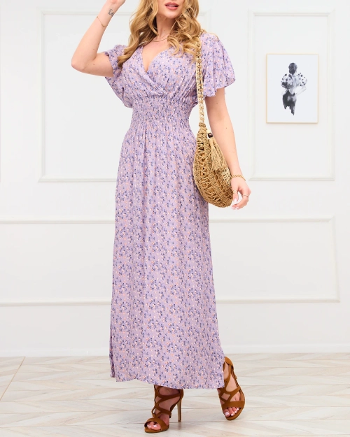 Жіноча максі-сукня квітково-фіолетового кольору Одяг