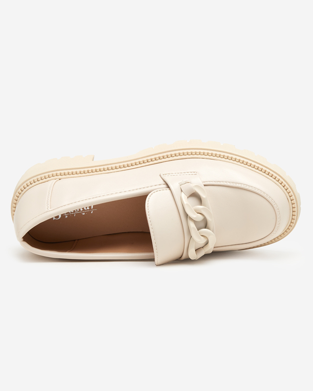 Beige Damenschuhe aus Öko-Leder mit Kette Konera - Schuhe