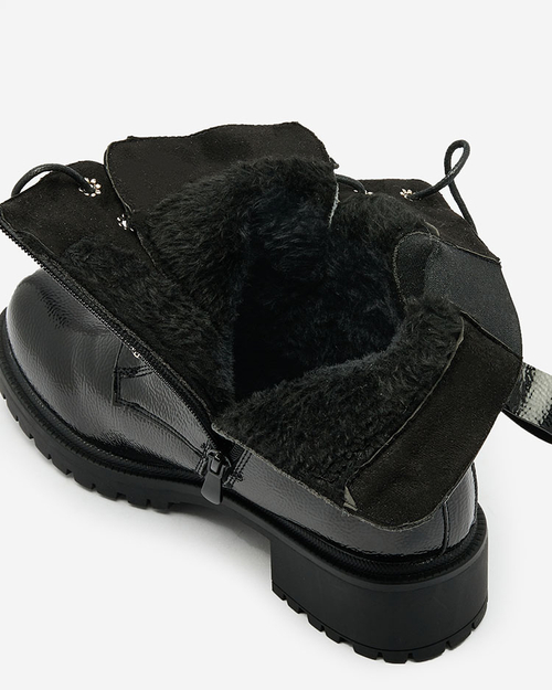 Royalfashion Чорні жіночі черевики з лакованої екошкіри Gaddaxa