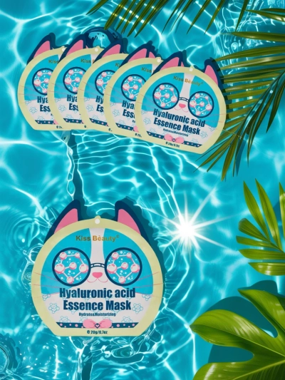 Тканинна маска для обличчя з котом та гіалуроновою кислотою – зволожуюча