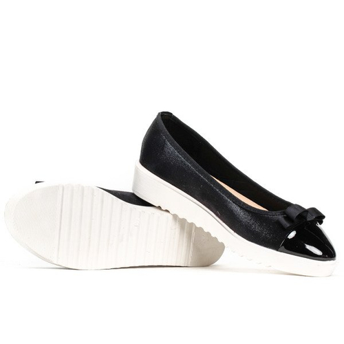 Czarne balerinki na platformie - Obuwie