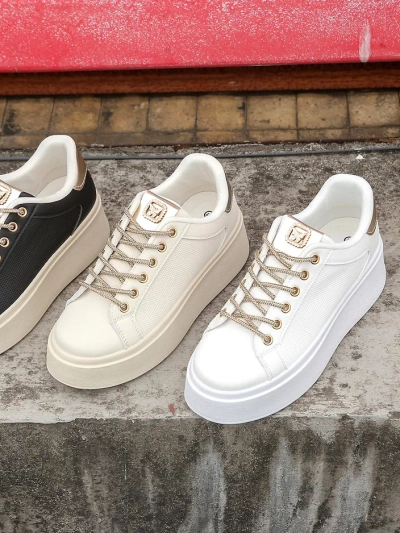 Royalfashion Damen Sport Sneakers mit dekorativen Schnürsenkeln Eone