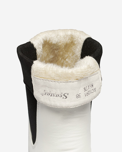 Weiße hohe Damenstiefel mit eckiger Kappe Ludiz- Footwear