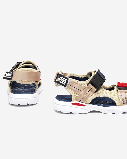 Босоніжки для хлопчиків бежевого та темно-синього кольору на липучках Elbrusia - Взуття