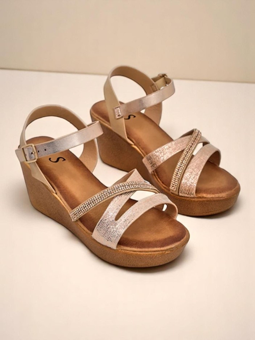 Royalfashion Жіночі в'єтнамки на підборах з стразами та блиском Eclat