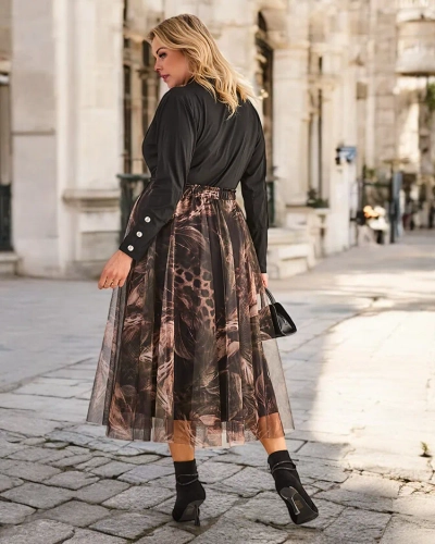 Royalfashion Damen Zweilagiger Midi-Rock