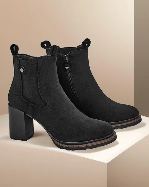 Жіночі еко-замшеві чоботи до щиколотки Royalfashion на підборі Idilla