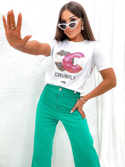 Royalfashion Damen-T-Shirt mit Druck und Zirkonen
