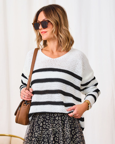 Светр жіночий в смужку Royalfashion Ecru