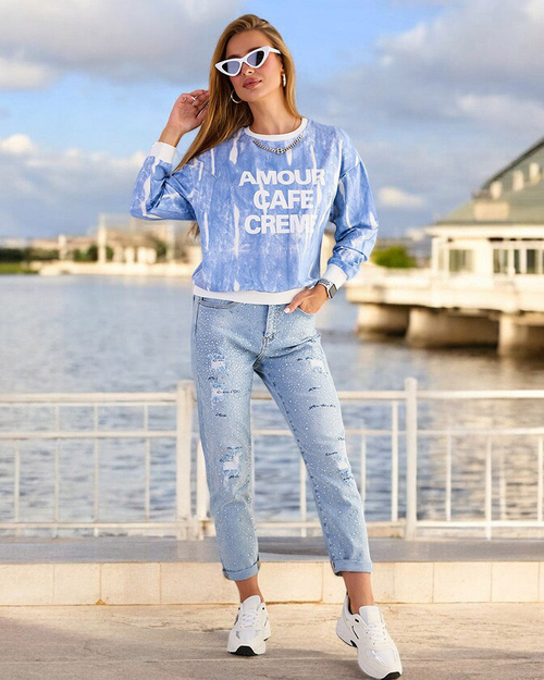 Жіночий бавовняний світшот з тонким принтом Royalfashion