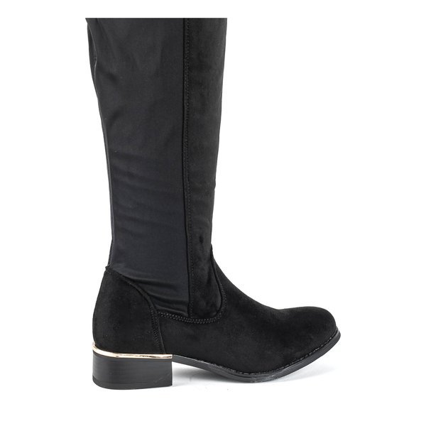 Schwarze Stiefel mit flachem Absatz Leihen - Schuhe 1