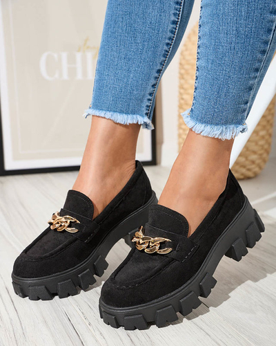 Schwarzer Damenschuh mit goldener Verzierung Quesil - Footwear