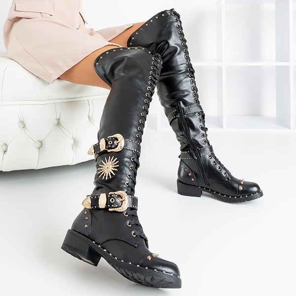 Schwarze Stiefel mit goldenen Ornamenten Antanasia - Footwear