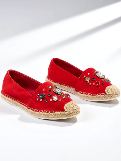Rote Damen-Espadrilles aus Öko-Wildleder mit Zirkonia Mediros - Footwear