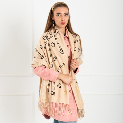 Cremefarbener Damenschal mit goldenen Accessoires - Accessoires