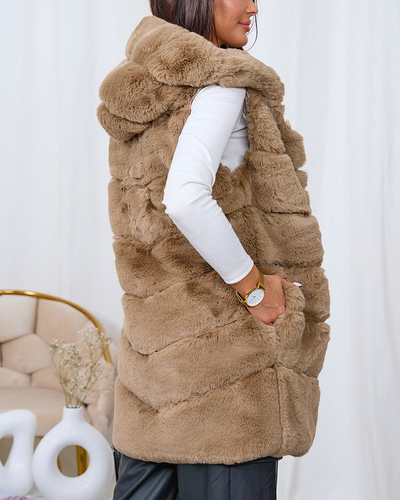 Жіночий хутряний жилет Royalfashion в коричневому кольорі
