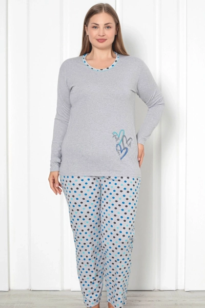 Royalfashion Damen 2-teiliges Baumwoll-Punkte-Pyjama PLUS SIZE