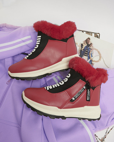 Rote isolierte Damenstiefel mit Fell Scherr- Footwear